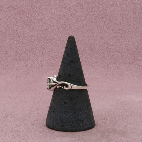 kabana sterling silver vintage round-cut cz scroll ring size 6.75 - Picture 2 of 3